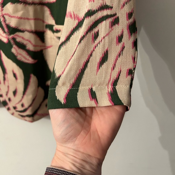 Scarlet Roos flower Blazer jacket with shoulder pads size 2. Tan, pink & green - Picture 5 of 10